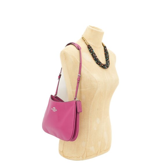 Coach Pebble Leather Crossbody Bag Vibrant Magenta HOT Pink Authentic Designer P - Picture 2 of 11